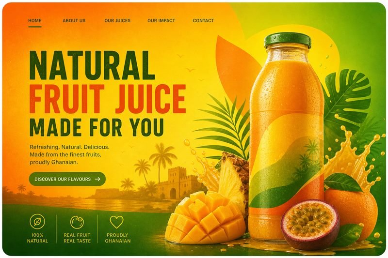 Kalyppo Ghana — natural fruit juice brand website
